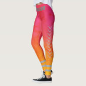 Sporty monogramme roze gele gradiënt werkout leggings (Links)