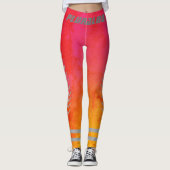 Sporty monogramme roze gele gradiënt werkout leggings (Voorkant)