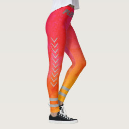 Sporty monogramme roze gele gradiënt werkout leggings