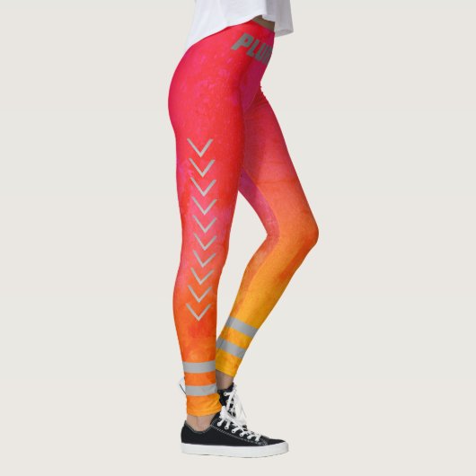Sporty monogramme roze gele gradiënt werkout leggings (Rechts)