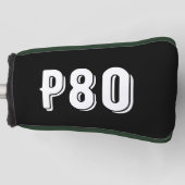 Sporty monogrammed P80 zwart Golfheadcover (Voorkant)