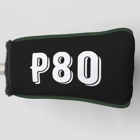 Sporty monogrammed P80 zwart Golfheadcover (Voorkant)
