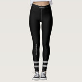 Sporty monogrammed zwarte grijs leggings (Voorkant)