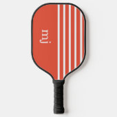 Sporty Oranje en White Stripes met monogram Pickleball Paddle (Voorkant)