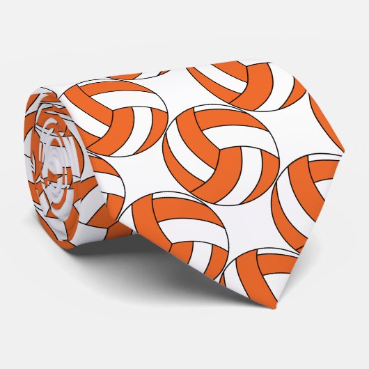 Sporty Oranje en White Volleyball 🏐 Stropdas (Opgerold)