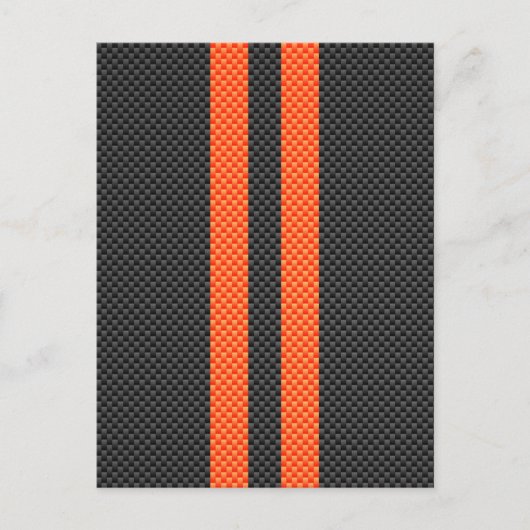 Sporty Oranje Stripes Carbon Style Decor Briefkaart (Voorkant)
