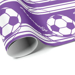 Sporty Paars Voetbal Cadeaupapier