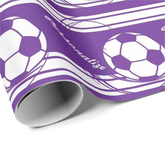 Sporty Paars Voetbal Cadeaupapier (Rol Hoek)