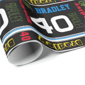 Sporty personaliseert naam leeftijd kleurrijke ver cadeaupapier (Rol Hoek)