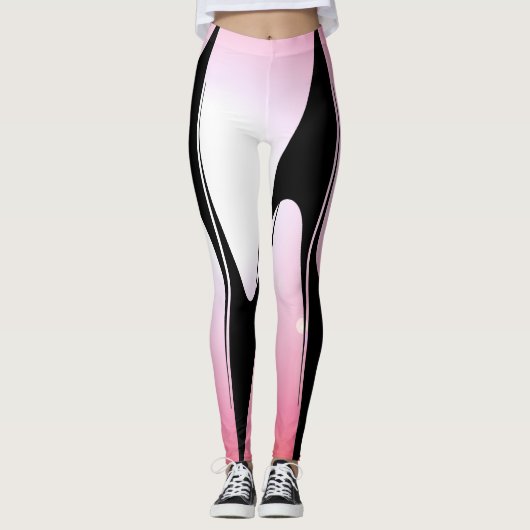 Sporty Pink Modern Technische Grafische Mode Sport Leggings (Voorkant)