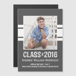 Sporty Prep Afstuderen Foto Klasse 2016 Magnetische Uitnodiging