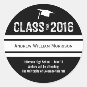 Sporty Prep Graduation Cap Class of 2016 Ronde Sticker
