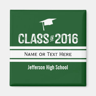 Sporty Prep Stripe Graduation Cap Class of 2016 Magneet