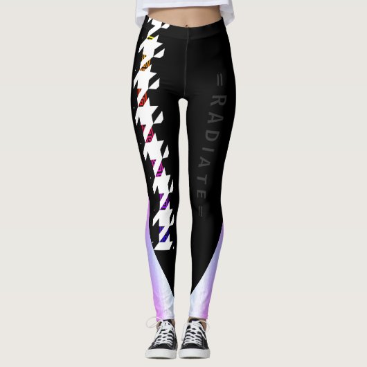Sporty Rainbow Greek Key Houndstooth Radiate Leggings (Voorkant)