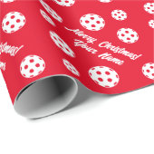 Sporty Red and White pickleball Kerstfeestdag Cadeaupapier (Rol Hoek)