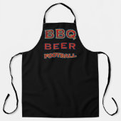 Sporty Red Blue BBQ Beer Football | Zwart Schort (Voorkant)