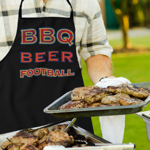 Sporty Red Blue BBQ Beer Football Zwart Schort