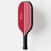 Sporty Red en White Stripes met monogram Pickleball Paddle (Links)