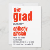 Sporty Scarlet en Gray Typography Afstudeerder Fot Kaart (Voorkant)