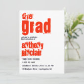 Sporty Scarlet en Gray Typography Afstudeerder Fot Kaart (Staand voorkant)