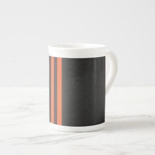 Sporty Sinaasappel Stripes op koolstofvezel zoals Porselein Kop