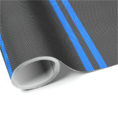 Sporty Sky Blue Carbon Style tegen racestrepen Cadeaupapier (Rol Hoek)