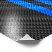 Sporty Sky Blue Carbon Style tegen racestrepen Foto Afdruk (Hoek)