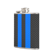 Sporty Sky Blue Carbon Style tegen racestrepen Heupfles (Links)