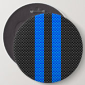 Sporty Sky Blue Carbon Style tegen racestrepen Ronde Button 6,0 Cm (Voorkant /achterkant)