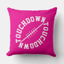 Sporty Slant Football TOUCHDOWN On Bright Pink