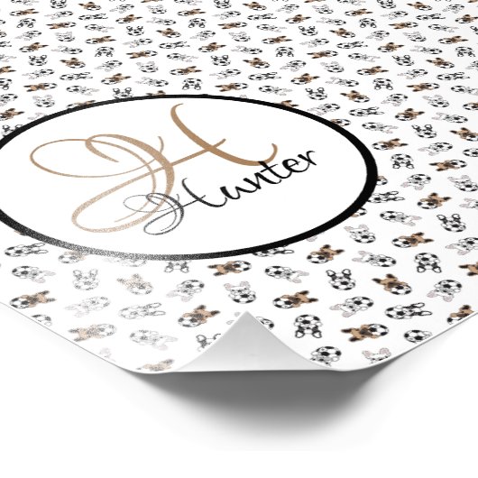 Sporty Soccer Puppies Monogramed Foto Afdruk (Hoek)