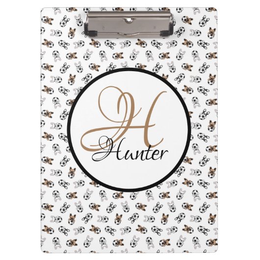 Sporty Soccer Puppies Monogramed Klembord (Voorkant)