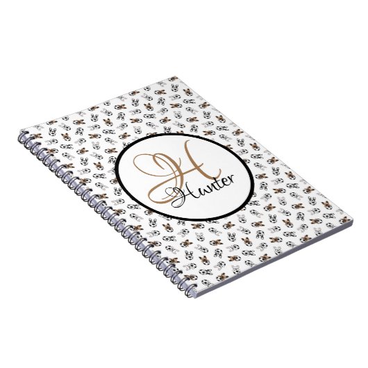 Sporty Soccer Puppies Monogramed Notitieboek (Rechterzijde)