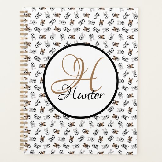 Sporty Soccer Puppies Monogramed Planner (Voorkant)