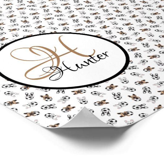 Sporty Soccer Puppies Monogramed Poster (Hoek)