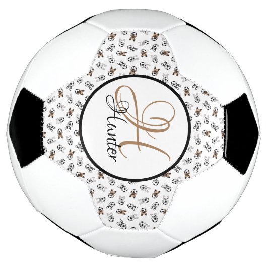 Sporty Soccer Puppies Monogramed Voetbal (Gedraaid)