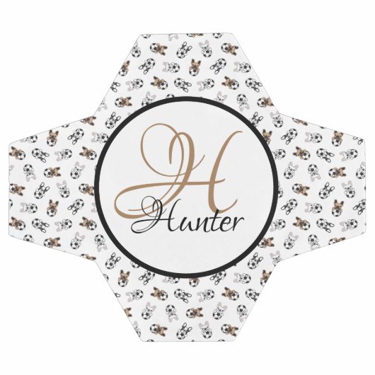 Sporty Soccer Puppies Monogramed Voetbal (Enkel)