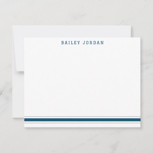 Sporty Strepen Donkerblauw & Grijs Atletische Here Notitiekaartje (Voorkant)