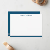 Sporty Strepen Donkerblauw & Grijs Atletische Here Notitiekaartje (Voorkant / Achterkant in situ)