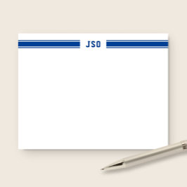 Sporty Strepen Monogram Mannen Blauw & Wit Notitiekaartje