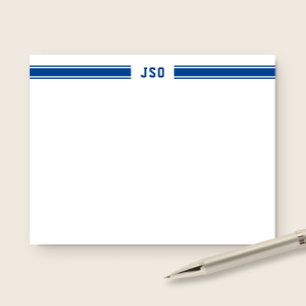 Sporty Strepen Monogram Mannen Blauw & Wit Notitiekaartje