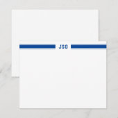 Sporty Stripes Monogram Masculine Blue & White Notitiekaartje (Voorkant / Achterkant)