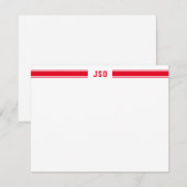Sporty Stripes Monogram Masculine Red & White Notitiekaartje (Voorkant / Achterkant)