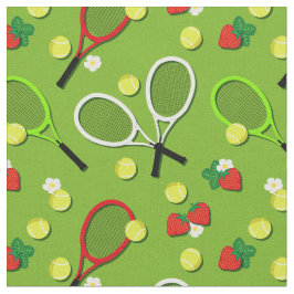 Sporty Tennis Balls en Rackets Pattern Stof