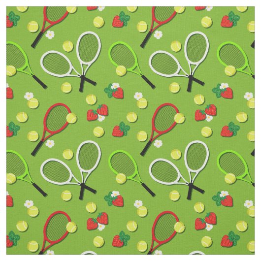 Sporty Tennis Balls en Rackets Pattern Stof (Swatch)