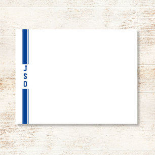 Sporty Verticale strepen Monogram Blue White Manne Notitiekaartje
