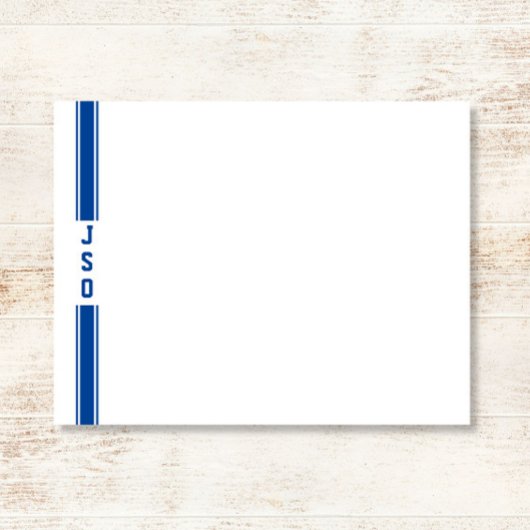 Sporty Verticale strepen Monogram Blue White Manne Notitiekaartje