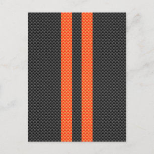 Sporty Vibrant Oranje Stripes Carbon Style Briefkaart