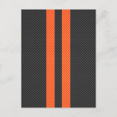 Sporty Vibrant Oranje Stripes Carbon Style Briefkaart (Voorkant)