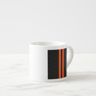 Sporty Vibrant Oranje Stripes Carbon Style Espresso Kop